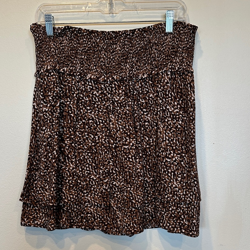 “Rails” Brown & Black Double Tiered Mini Skirt